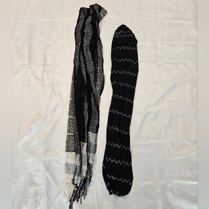 Black and Gray Striped Scarf Set